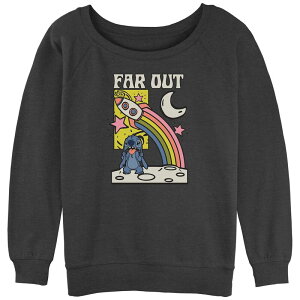 �f�B�Y�j�[ ���f�B�[�X �g�b�v�X T�V���c �p�C�� �O���t�B�b�N Disney's Lilo & Stitch Juniors' Far Out Stitch Slouchy Terry Graphic Pullover Charcoal Heather �`���R�[��