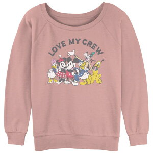 �f�B�Y�j�[ ���f�B�[�X �g�b�v�X T�V���c �p�C�� �O���t�B�b�N Disney's Mickey and Friends Juniors' Love My Crew Slouchy Terry Graphic Pullover Desert Pink �s���N