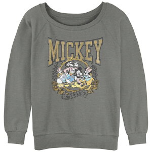 �f�B�Y�j�[ ���f�B�[�X �g�b�v�X T�V���c �p�C�� �O���t�B�b�N Disney's Mickey and Friends Juniors' Crest Slouchy Terry Graphic Pullover Gray Heather �O���[