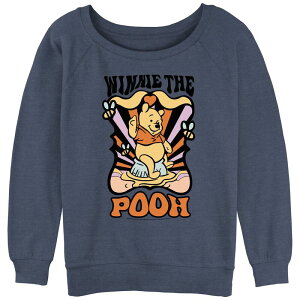 �f�B�Y�j�[ ���f�B�[�X �g�b�v�X T�V���c �p�C�� �O���t�B�b�N Disney's Winnie The Pooh Juniors' Groovy Poster Slouchy Terry Graphic Pullover Blue Heather �w�U�[
