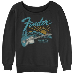 �A�j���L�����N�^�[ ���f�B�[�X �g�b�v�X T�V���c �p�C�� �O���t�B�b�N Licensed Character Juniors' Fender Guitar Sunset Slouchy Terry Graphic Pullover Black �u���b�N