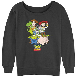 �f�B�Y�j�[ ���f�B�[�X �g�b�v�X T�V���c �p�C�� �O���t�B�b�N Disney / Pixar's Toy Story Juniors' Toy Team Graphic Slouchy Terry Pullover Charcoal Heather �`���R�[��