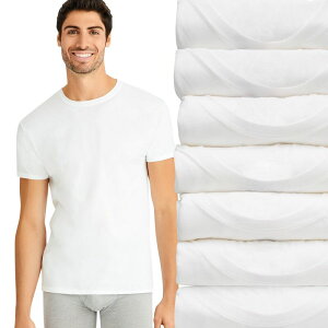 �w�C���Y �����Y �g�b�v�X �V���c �N���[�l�b�N Men's Hanes 6+1 Bonus Pack Ultimate White Crewneck Undershirt White �z���C�g