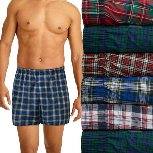 �w�C���Y �����Y �A���_�[�E�F�A �{�N�T�[�p���c Men's Hanes 5+1 Bonus Pack Ultimate Comfort Flex Boxer Underweared Green Plaid ���b�h