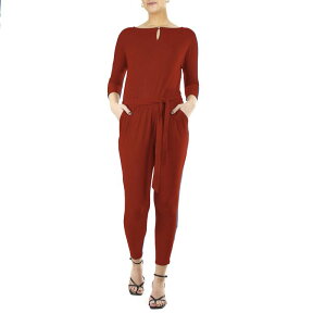 �j�i���I�i���h ���f�B�[�X �g�b�v�X �����s�[�X �A���N�� �W�����v�X�[�c Women's Nina Leonard Solid Ankle Jumpsuit Pumpkin Spice