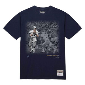 �~�b�`�F��&�l�X �����Y �g�b�v�X T�V���c Men's Mitchell & Ness Roger Staubach Navy Dallas Cowboys Moments T-Shirt Cow Navy �l�C�r�[
