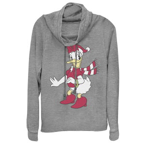 �f�B�Y�j�[ ���f�B�[�X �g�b�v�X T�V���c �O���t�B�b�N Disney's Daisy Duck Classichristmas Portrait Cowlneck Graphic Lightweight Long Sleeve Gray Heather �O���[