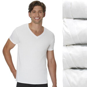 �w�C���Y �����Y �g�b�v�X �V���c V�l�b�N �R�b�g�� Men's Hanes 4 Pack Ultimate ComfortSoft Cotton Blend V-Neck Undershirt White �z���C�g