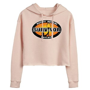 �A�j���L�����N�^�[ ���f�B�[�X �g�b�v�X T�V���c �N���b�v�h ���S �p�[�J�[ Licensed Character Juniors' Survivor Logo Cropped Hoodie Pink �s���N
