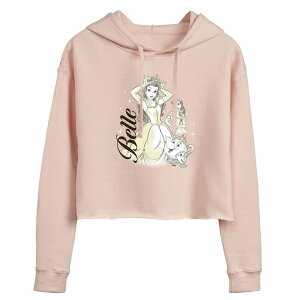 �f�B�Y�j�[ ���f�B�[�X �g�b�v�X T�V���c �N���b�v�h �p�[�J�[ Disney's Beauty and the Beast Belle Juniors' Collage Cropped Hoodie Pink �s���N