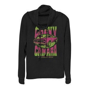 �A�j���L�����N�^�[ ���f�B�[�X �g�b�v�X T�V���c �O���t�B�b�N Licensed Character Juniors' Chevy Camaro All-American Muscle Cowlneck Graphic Lightweight Long Sleeve Black �u���b�N