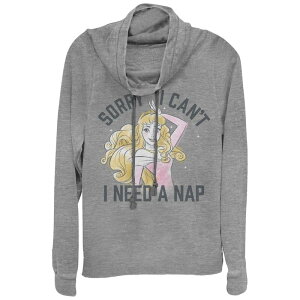 �f�B�Y�j�[ ���f�B�[�X �g�b�v�X T�V���c �O���t�B�b�N Disney'sleeping Beauty Sorry I Can't I Need A Nap Juniors' Cowlneck Graphic Lightweight Long Sleeve Gray Heather �O���[