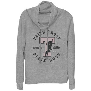 �f�B�Y�j�[ ���f�B�[�X �g�b�v�X T�V���c �O���t�B�b�N Disney's Tinker Bell Faith Trust And A Little Pixie Dustamp Juniors' Cowlneck Graphic Lightweight Long Sleeve Gray Heather �O���[