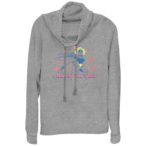 �A�j���L�����N�^�[ ���f�B�[�X �g�b�v�X T�V���c �L���b�v �O���t�B�b�N Licensed Character Women's Captain Marvel Mom Of The Year Cowlneck Graphic Lightweight Long Sleeve Gray Heather �O���[