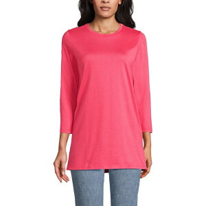 �����Y�G���h ���f�B�[�X �g�b�v�X T�V���c �N���[�l�b�N �v�` �R�b�g�� Petite Lands' End 3/4-Sleeve Supima Cotton Crewneck Tunic Rouge Pink �s���N