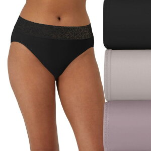 �o�� ���f�B�[�X �A���_�[�E�F�A �p���c ���[�X�g���� ���[�X Bali 3-Pack Modern Seamless Lace Trim Hi Cut Underwear DFMLB3 Black Blush Purple �u���b�N