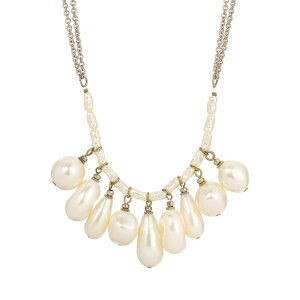 1928 ���f�B�[�X �A�N�Z�T���[ �l�b�N���X�E�`���[�J�[�E�y���_���g�g�b�v ���[�X 1928 Gold Tone Simulated Pearl Multi Drop Necklace White �z���C�g