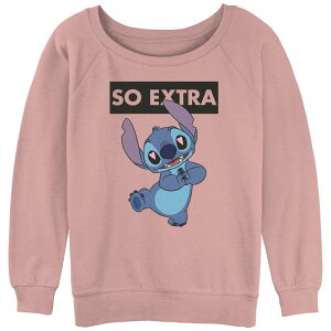 �f�B�Y�j�[ ���f�B�[�X �g�b�v�X T�V���c �p�C�� �O���t�B�b�N Disney's Lilo & Stitch Juniors' So Extra Stitch Slouchy Terry Graphic Pullover Desert Pink �s���N