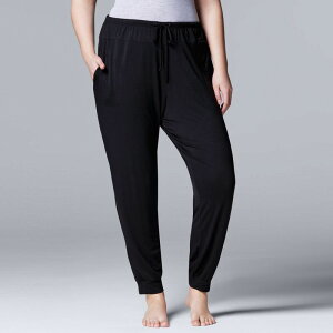 ���F���E�H�� ���f�B�[�X �A���_�[�E�F�A �i�C�g�E�F�A �v���X�T�C�Y �p���c Plusize Simply Vera Wang Basic Luxury Banded Bottom Pajama Pants Black �u���b�N