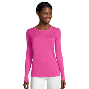 �w�C���Y ���f�B�[�X �g�b�v�X T�V���c ���� Women's Hanes Cool Dri Long-Sleeve Performance Tee Wow Pink �s���N