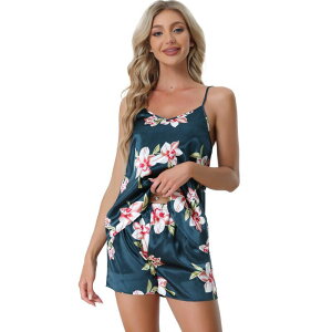 cheibear ���f�B�[�X �A���_�[�E�F�A �i�C�g�E�F�A �V���c �T�e�� �m�[�X���[�u cheibear Womensleeveless Cami Shirt Satin Lounge Set Nightwear Sleepwear Pajama Sets Blue �u���[