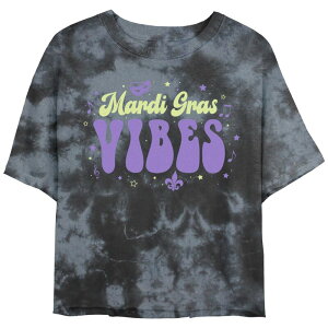 �A���u�����f�b�h ���f�B�[�X �g�b�v�X T�V���c �N���b�v�h �O���t�B�b�N Unbranded Juniors' Mardi Gras Vibes Bombard Wash Cropped Graphic Tee Black Charcoal �u���b�N