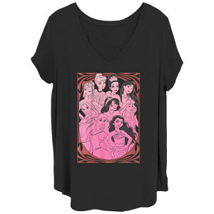 �f�B�Y�j�[ ���f�B�[�X �g�b�v�X T�V���c �v���X�T�C�Y �O���t�B�b�N Disney's Princessesophisticated Portrait Juniors' Plus Graphic Tee Black �u���b�N