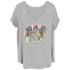 �f�B�Y�j�[ ���f�B�[�X �g�b�v�X T�V���c �v���X�T�C�Y �O���t�B�b�N Disney's Princesses Characteristics Juniors' Plus Graphic Tee Heather Gray �O���[