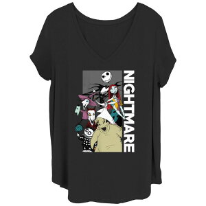 �f�B�Y�j�[ ���f�B�[�X �g�b�v�X T�V���c �v���X�T�C�Y �O���t�B�b�N Disney's The Nightmare Before Christmas Team Stacked Juniors' Plusize Graphic Tee Black �u���b�N