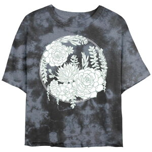 �A���u�����f�b�h ���f�B�[�X �g�b�v�X T�V���c �N���b�v�h �O���t�B�b�N Unbranded Juniors' Succulent Circle Cropped Graphic Tee Black Charcoal �u���b�N