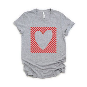 Simply Sage Market ���f�B�[�X �g�b�v�X T�V���c �J�b�g�A�E�g �O���t�B�b�N Simply Sage Market Checkered Heart Cut Out Short Sleeve Graphic Tee Heather Grey �O���[
