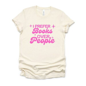 Simply Sage Market ���f�B�[�X �g�b�v�X T�V���c �O���t�B�b�N Simply Sage Market I Prefer Books Over People Stars - Women'short Sleeve Graphic T-Shirt Cream �N���[��