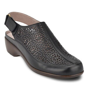 �C�[�W�[�X�s���b�g ���f�B�[�X �V���[�Y �T���_�� ���U�[ Easy Spirit Dawn Women's Perforated Leather Slingback Mules Black �u���b�N