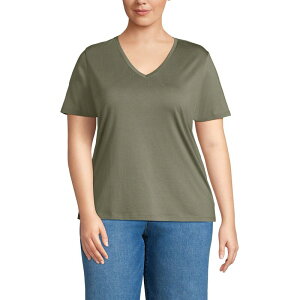 �����Y�G���h ���f�B�[�X �g�b�v�X T�V���c V�l�b�N �v���X�T�C�Y �R�b�g�� Plusize Lands' End Relaxed-Fit Supima Cotton V-Neck Tee Soft Olive Drab �I���[�u