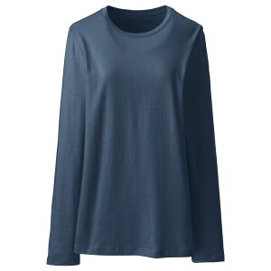 �����Y�G���h ���f�B�[�X �g�b�v�X T�V���c �N���[�l�b�N �v�` �R�b�g�� Petite Lands' End Relaxed-Fit Supima Long Sleeve Cotton Crewneck Tee Radiant Navy �l�C�r�[