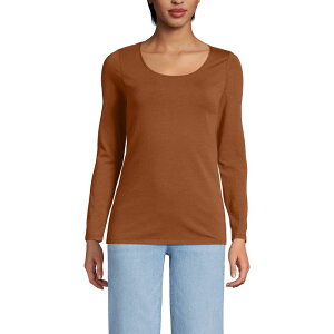 �����Y�G���h ���f�B�[�X �g�b�v�X T�V���c ���� Women's Lands' End Lightweight Scoopneck Long-Sleeve Tee Rich Ginger Brown �u���E��