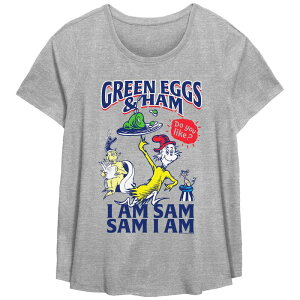 �A�j���L�����N�^�[ ���f�B�[�X �g�b�v�X T�V���c �v���X�T�C�Y �O���t�B�b�N Licensed Character Plusize Dr. Seuss Green Eggs And Ham Do You Like Them Graphic Tee Heather Gray �O���[