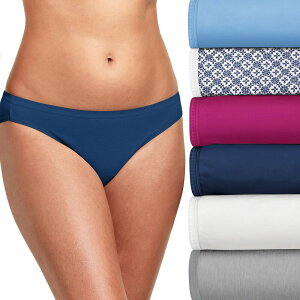 �w�C���Y ���f�B�[�X �A���_�[�E�F�A �p���c �R�b�g�� Hanes Ultimate Women's Breathable Cotton Bikini Underwear 6-Pack 42H6CC Blue Boho Asst �u���[