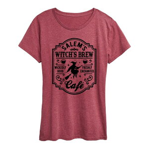 �A�j���L�����N�^�[ ���f�B�[�X �g�b�v�X T�V���c Licensed Character Women'salems Witchs Brew Cafe Halloween Tee Dark Red ���b�h
