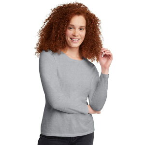 �w�C���Y ���f�B�[�X �g�b�v�X T�V���c �N���[�l�b�N Women's Hanes Originals Long Sleeve Crewneck Tee Light Steel