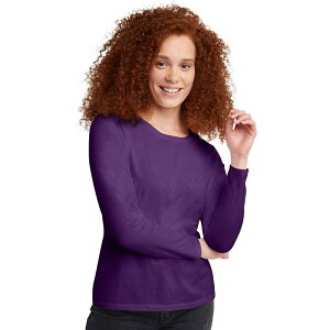 �w�C���Y ���f�B�[�X �g�b�v�X T�V���c �N���[�l�b�N Women's Hanes Originals Long Sleeve Crewneck Tee Violet Splendor �o�C�I���b�g