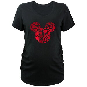 �f�B�Y�j�[ ���f�B�[�X �g�b�v�X T�V���c V�l�b�N �}�^�j�e�B �O���t�B�b�N Disney's Mickey Mouse Maternity Heart Filled V-Neck Graphic Tee Black �u���b�N
