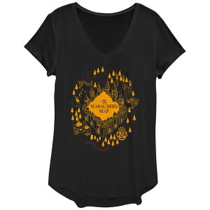 �A�j���L�����N�^�[ ���f�B�[�X �g�b�v�X T�V���c �O���t�B�b�N Licensed Character Women's Harry Potter The Marauder's Map Graphic Tee Black �u���b�N