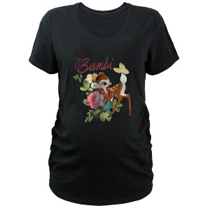 �f�B�Y�j�[ ���f�B�[�X �g�b�v�X T�V���c V�l�b�N �}�^�j�e�B �O���t�B�b�N Disney's Bambi Painting Maternity V-Neck Graphic Tee Black �u���b�N