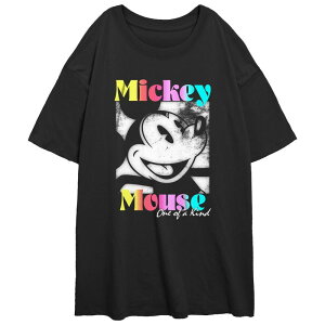 �f�B�Y�j�[ ���f�B�[�X �g�b�v�X T�V���c Disney's Mickey Mouse Juniors' One Of A Kind Pop Color Portrait Oversized Tee Black �u���b�N