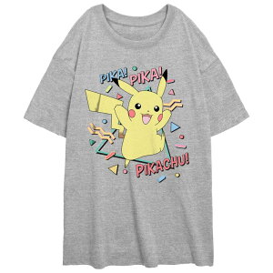�A�j���L�����N�^�[ ���f�B�[�X �g�b�v�X T�V���c Licensed Character Juniors' Pokemon Pikachu Party Mode Oversized Tee Athletic Heather �w�U�[