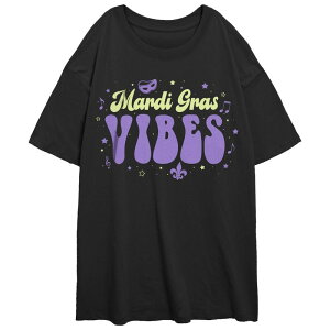 �A���u�����f�b�h ���f�B�[�X �g�b�v�X T�V���c �O���t�B�b�N Unbranded Juniors' Mardi Gras Vibes Oversized Graphic Tee Black �u���b�N
