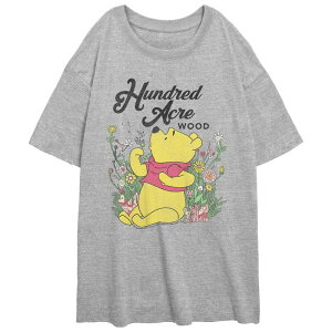 �f�B�Y�j�[ ���f�B�[�X �g�b�v�X T�V���c �O���t�B�b�N Disney's Winnie The Pooh Juniors' Blowing Dandelions Oversized Graphic Tee Athletic Heather �w�U�[