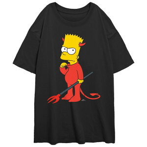 �A�j���L�����N�^�[ ���f�B�[�X �g�b�v�X T�V���c �O���t�B�b�N Licensed Character Juniors' The Simpsons Devil Bart Oversized Graphic Tee Black �u���b�N
