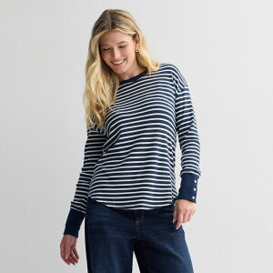 �\�m�} ���f�B�[�X �g�b�v�X T�V���c Women'sonoma Goods For Life Cozy Waffle Pullover Top Deep Navy Stripe �l�C�r�[
